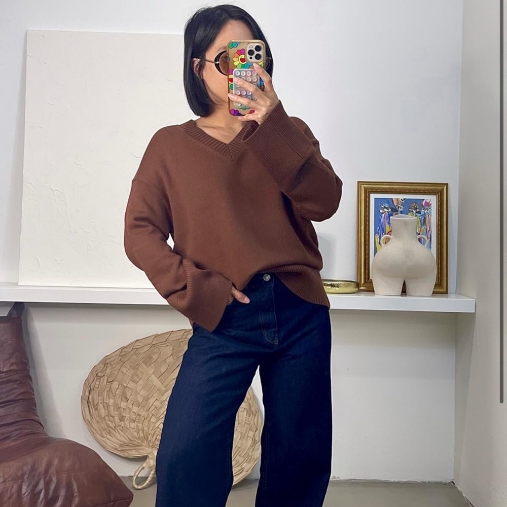 Brown V-Neck Sweater